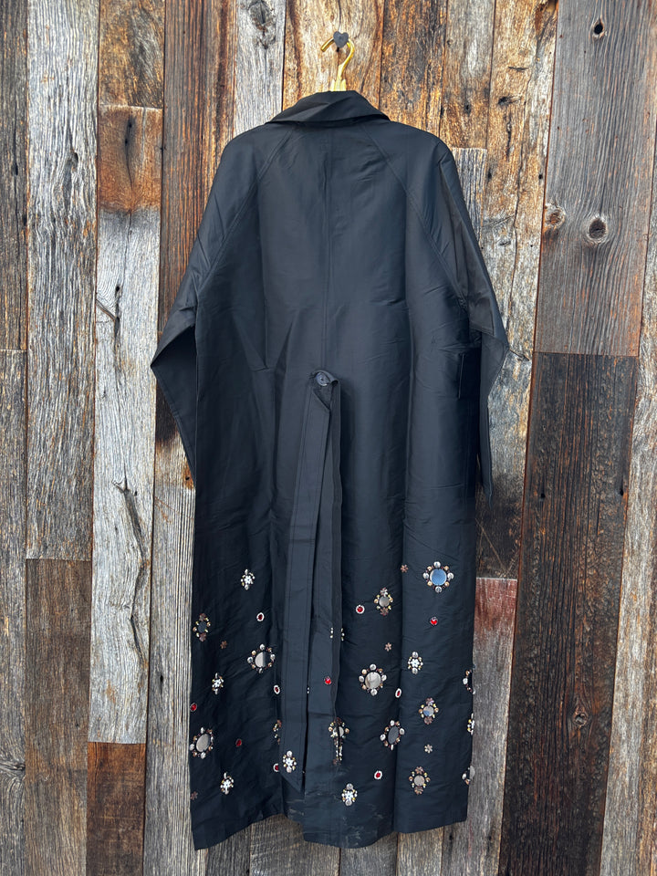 Chan Luu Techno Taffeta Sequin Trench Coat Black