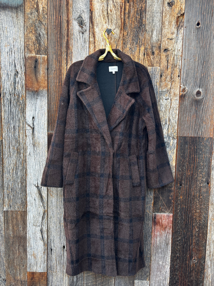 Z Supply Crosby Plaid Cocoon Coat Dark Chocolate