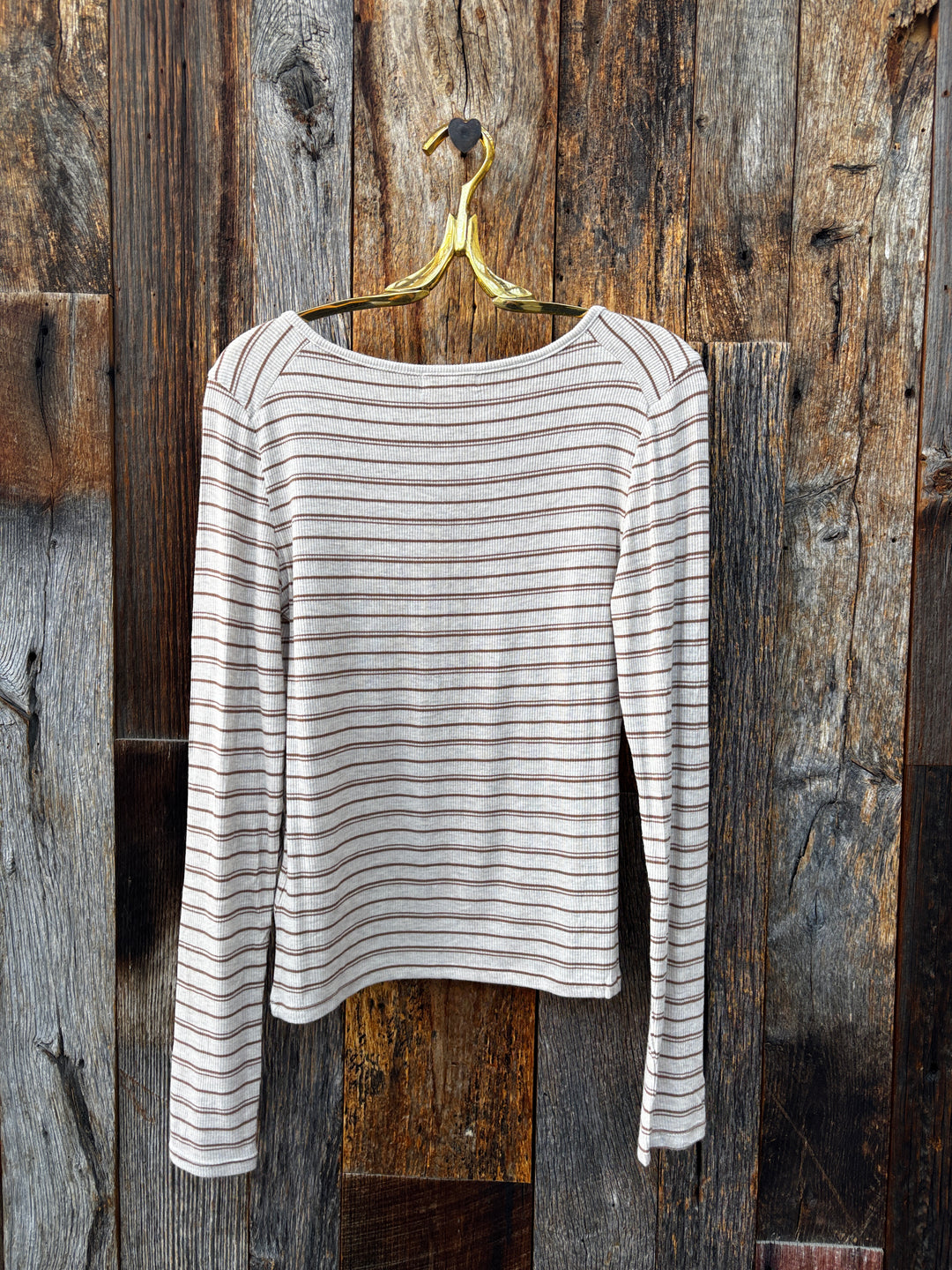 Z Supply Andie Striped Heley Top Light Oatmeal Heather