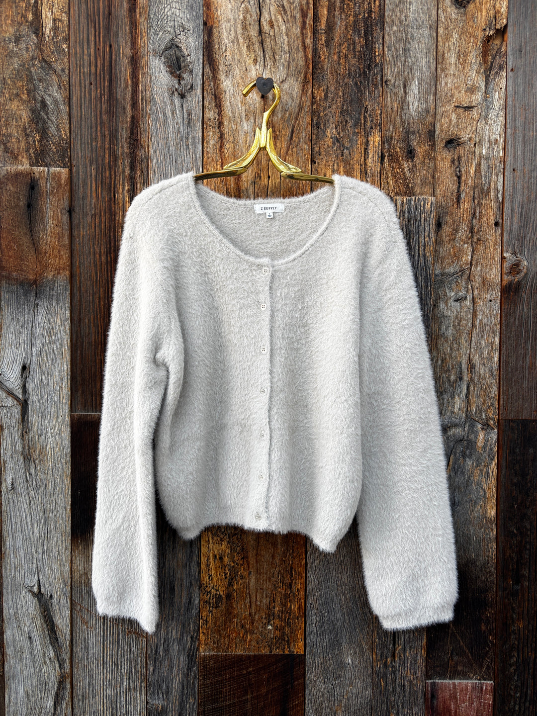 Z Supply Winterglow Fluffy Cardigan Frosted Pearl