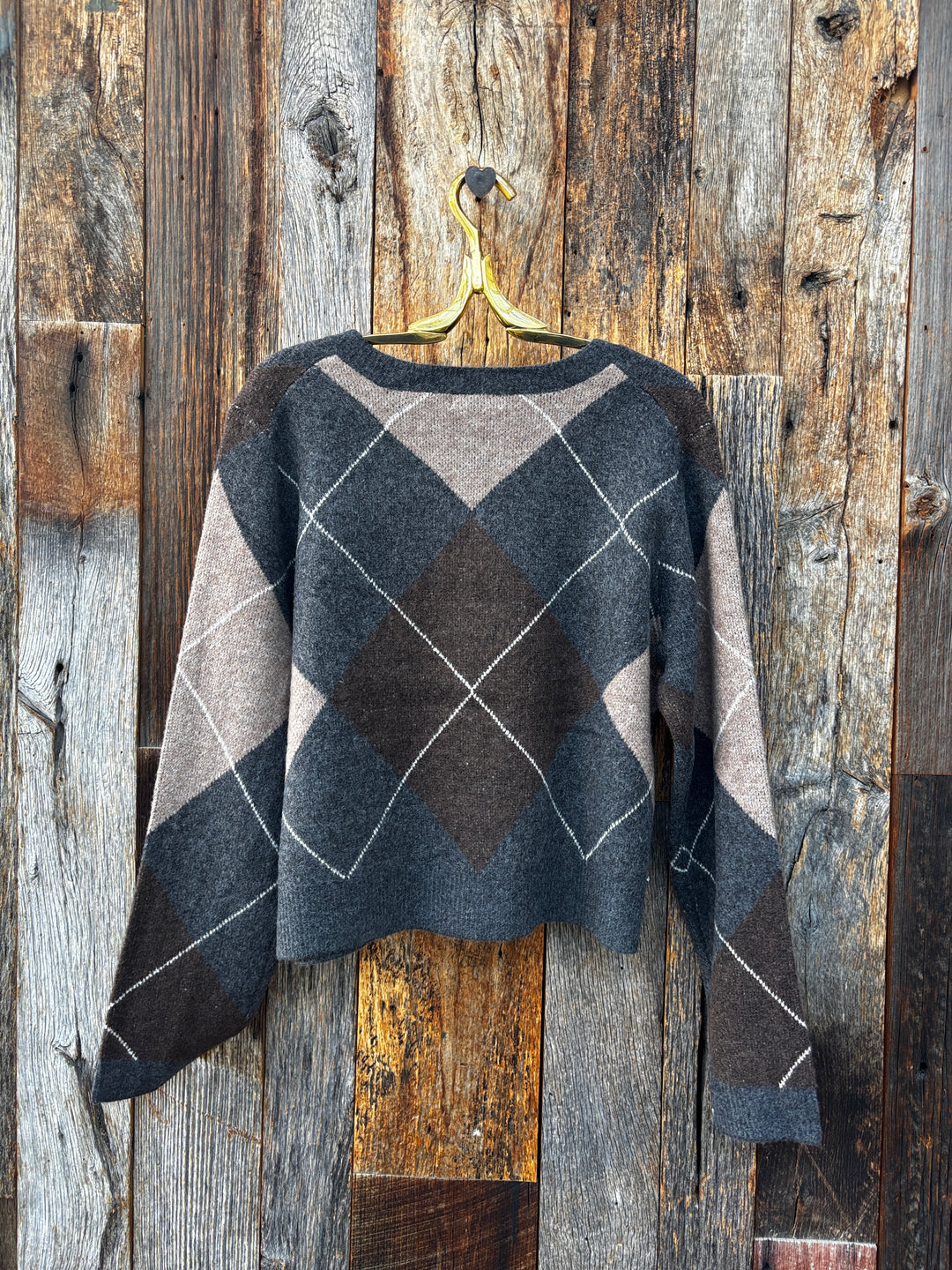 Z Supply Medina Argyle Cardigan - Charcoal Heather