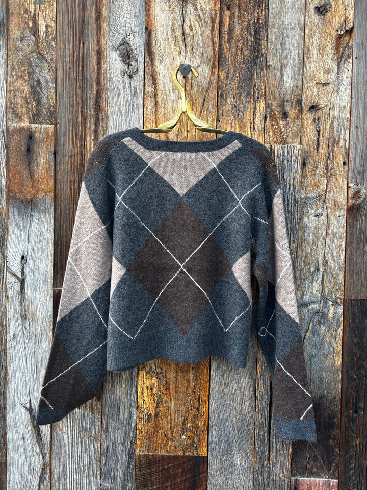 Z Supply Medina Argyle Cardigan - Charcoal Heather