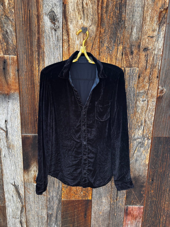 Llea Blue Carrie V-Neck Velvet Top Lava