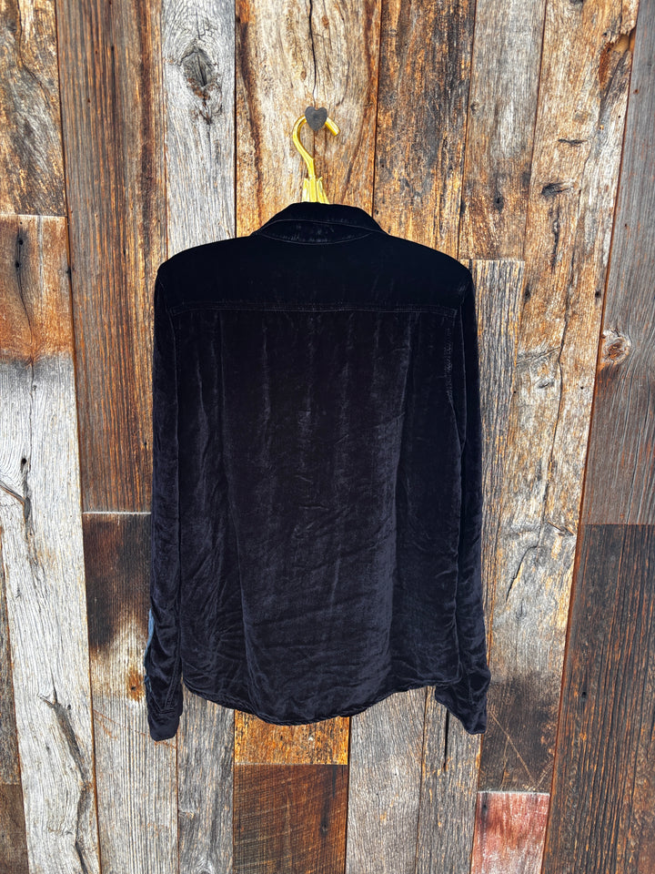Llea Blue Carrie V-Neck Velvet Top Lava