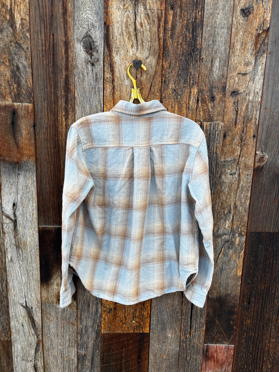 Llea Blue Hadley Flannel Plaid Shirt Oat