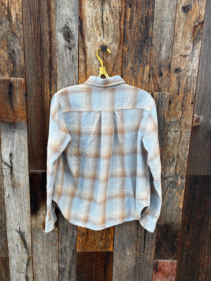 Llea Blue Hadley Flannel Plaid Shirt Oat