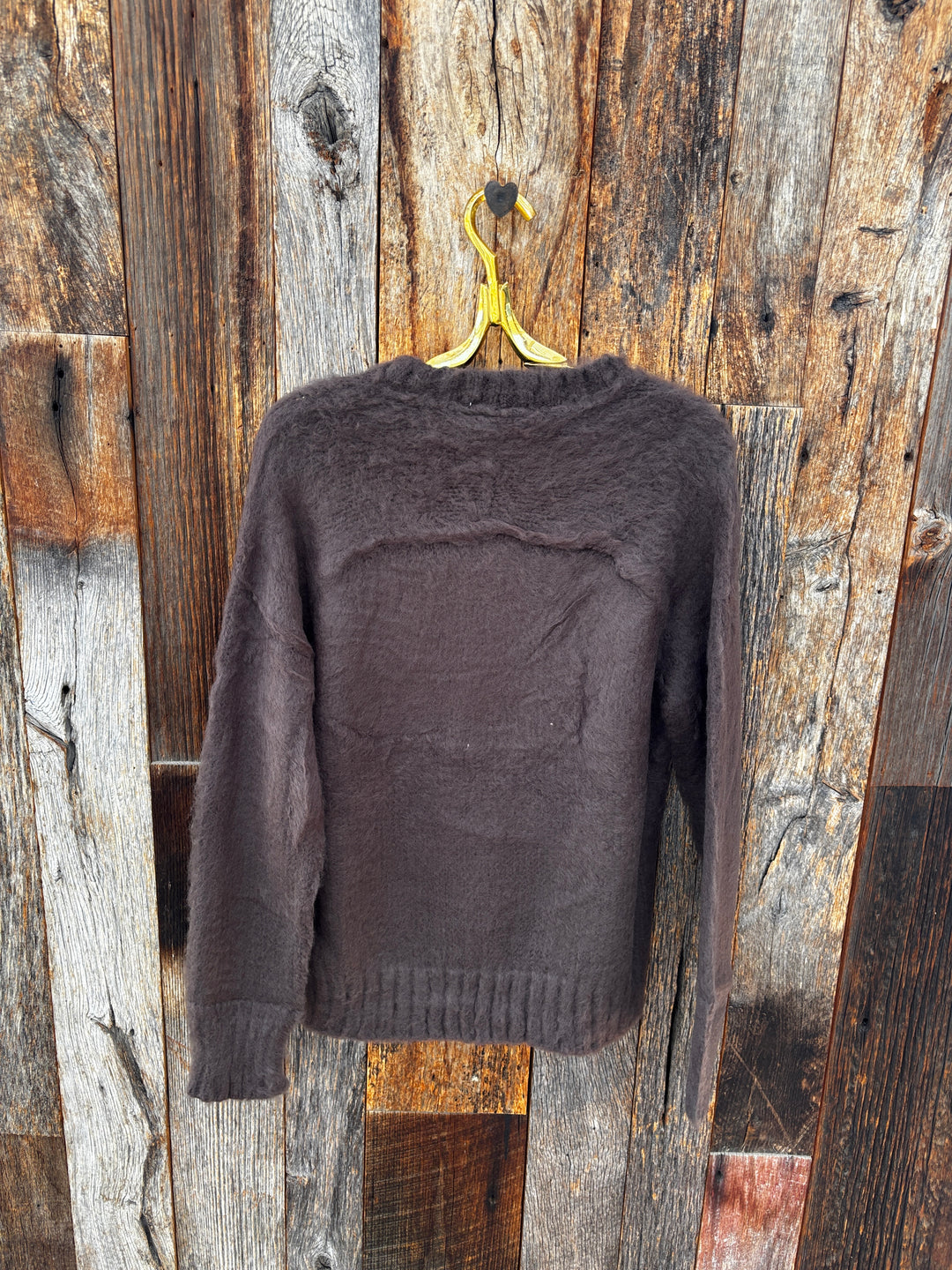 Wooden Ships Christie Brushed Crew Sweater- Dark Roast