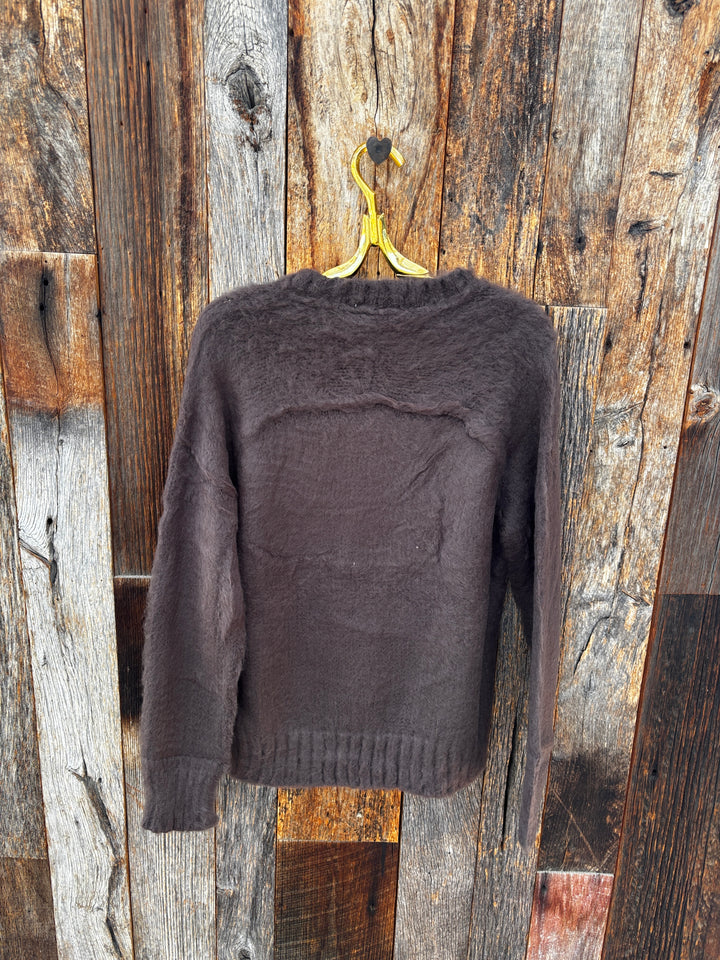 Wooden Ships Christie Brushed Crew Sweater- Dark Roast