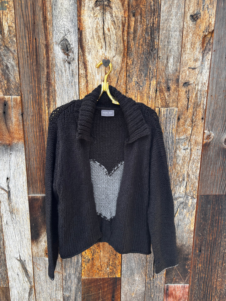 Wooden Ships Heart Chunky Cardigan -Black/Gunmetal