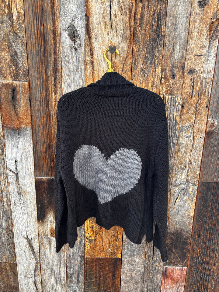 Wooden Ships Heart Chunky Cardigan -Black/Gunmetal
