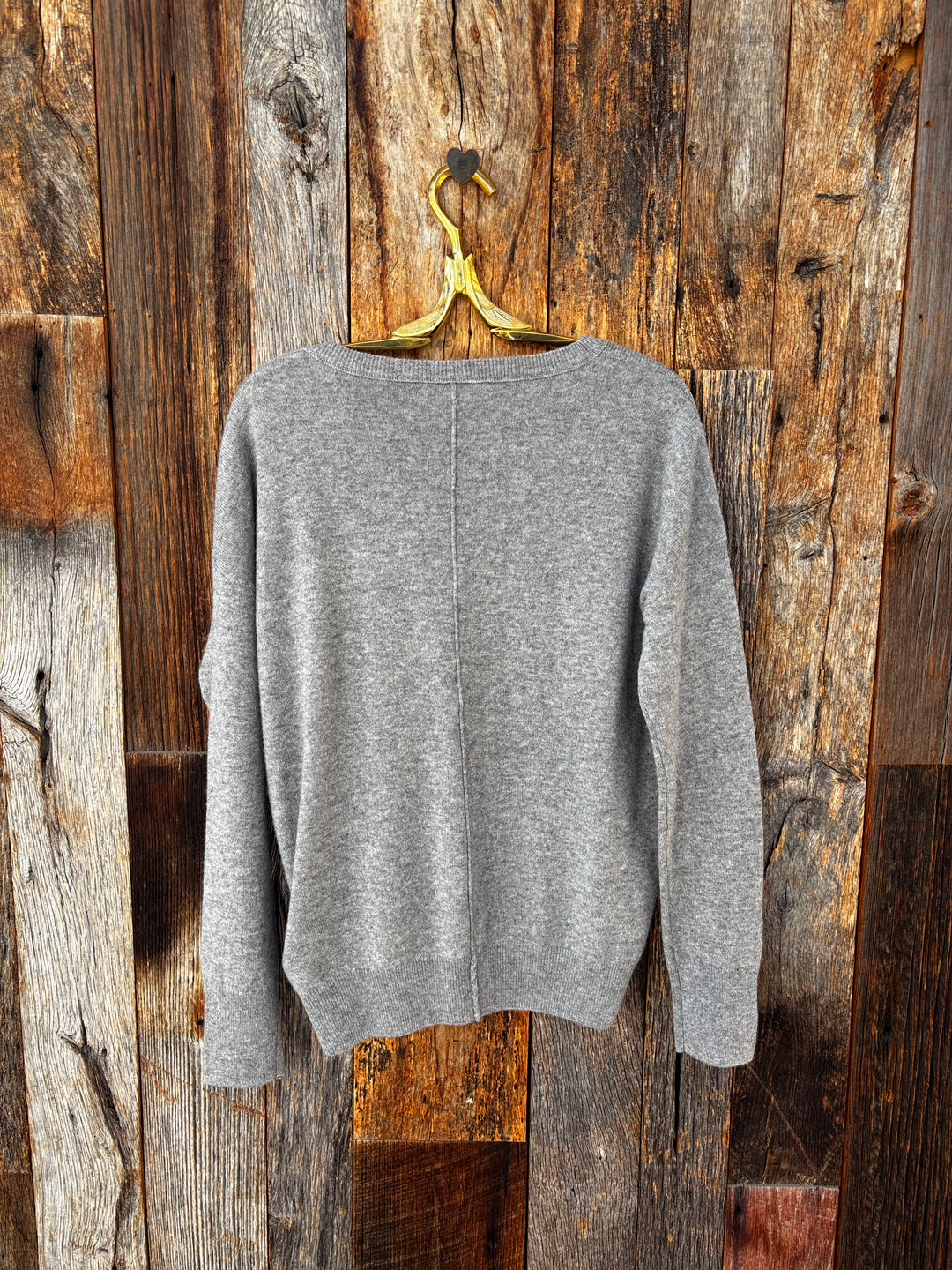Label + Thread Core Cashmere BF V Neck Sweater - Grey