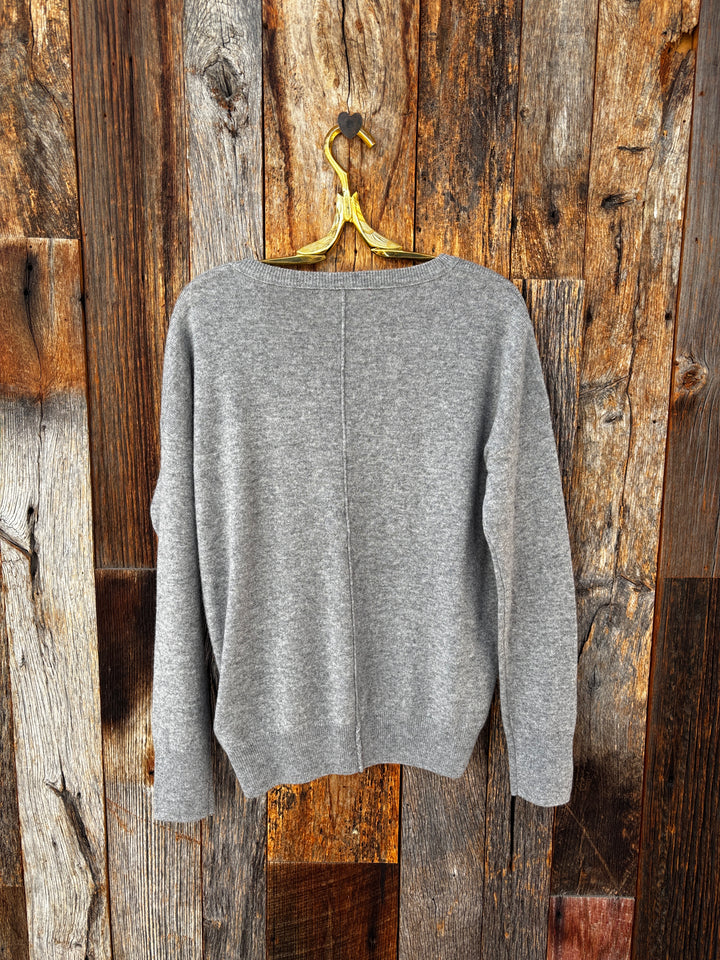 Label + Thread Core Cashmere BF V Neck Sweater - Grey