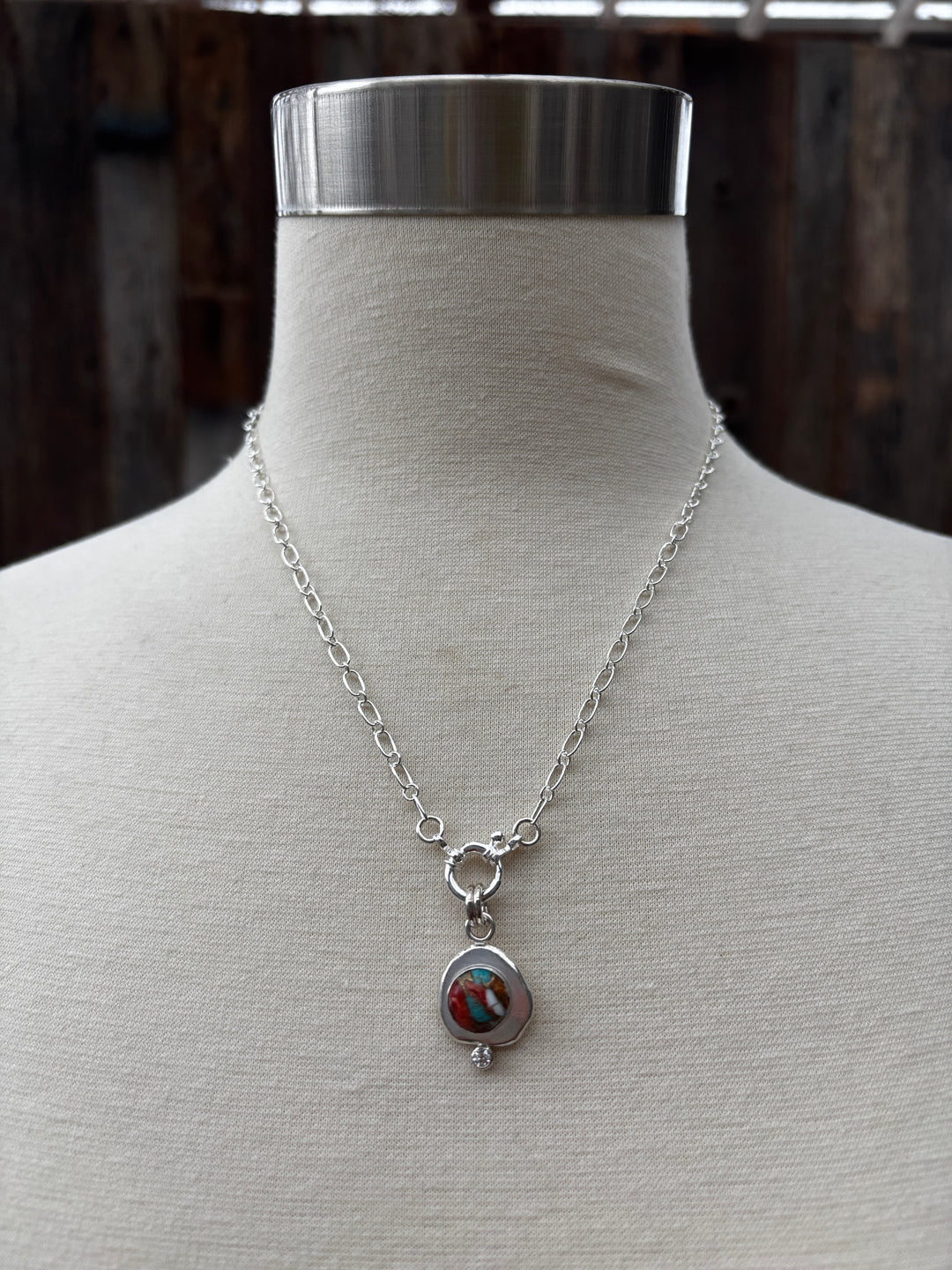 Ashton Jewelry FF Spiny Copper Turq. & Diam. Necklace