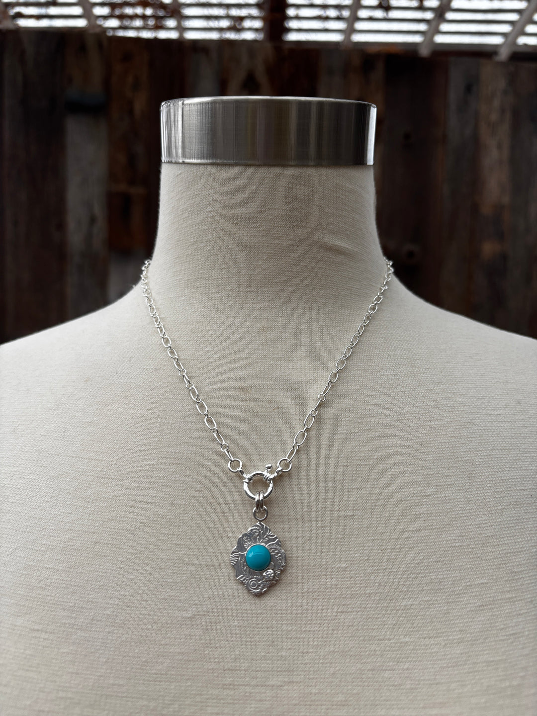 Ashton Jewelry Freeform Turq. & Diamond Fiore Necklace