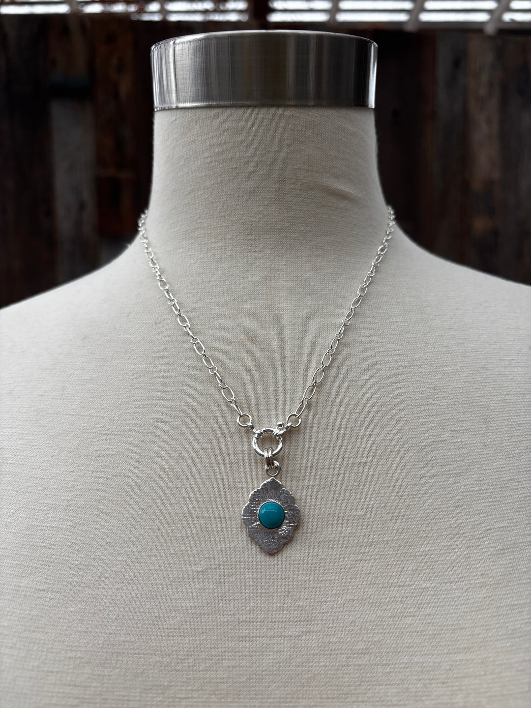 Ashton Jewelry Leaf Line Turq. & Diamond Necklace
