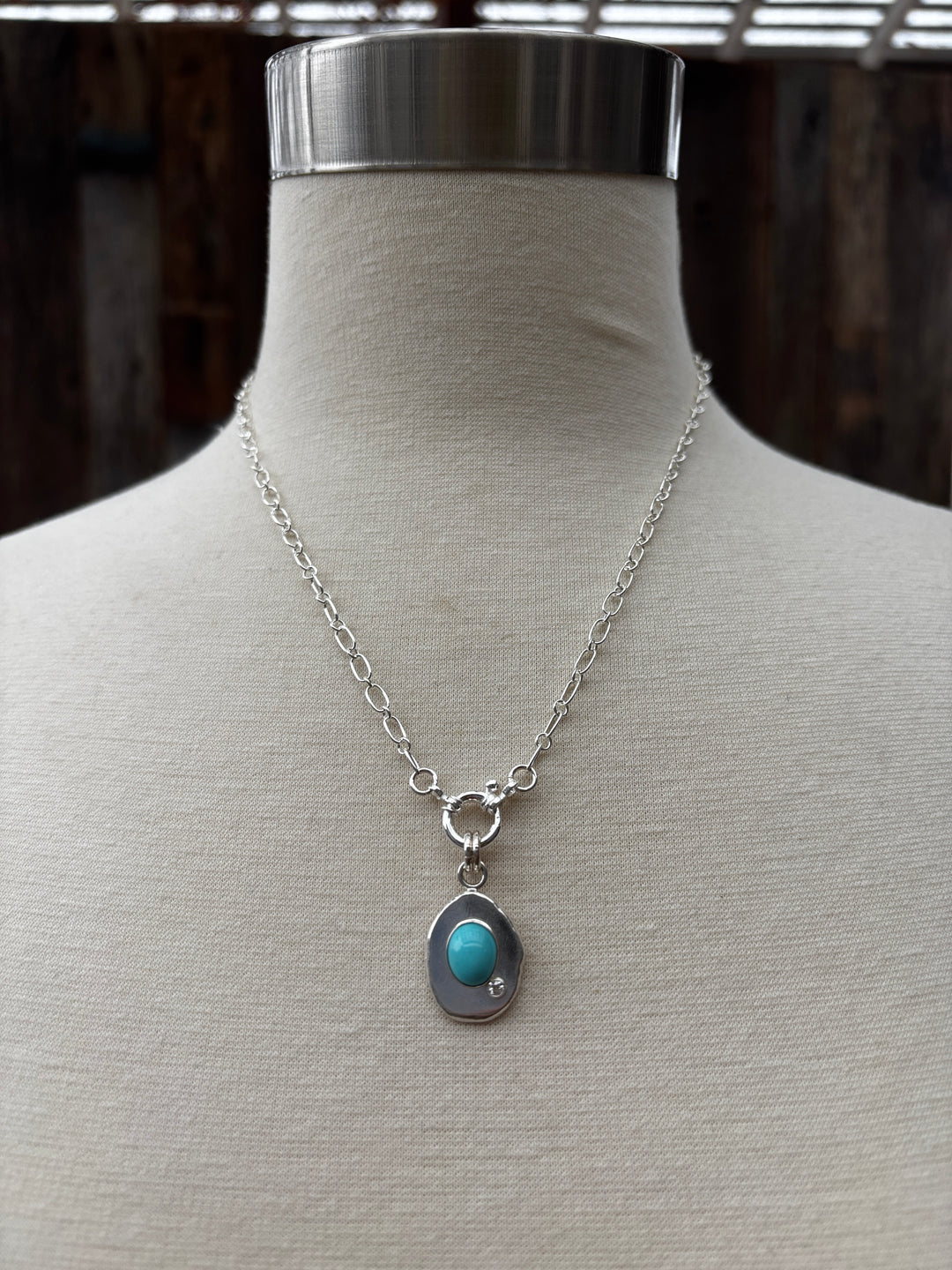Ashton Jewelry Leaf Fiore Turq. & Diam. Necklace