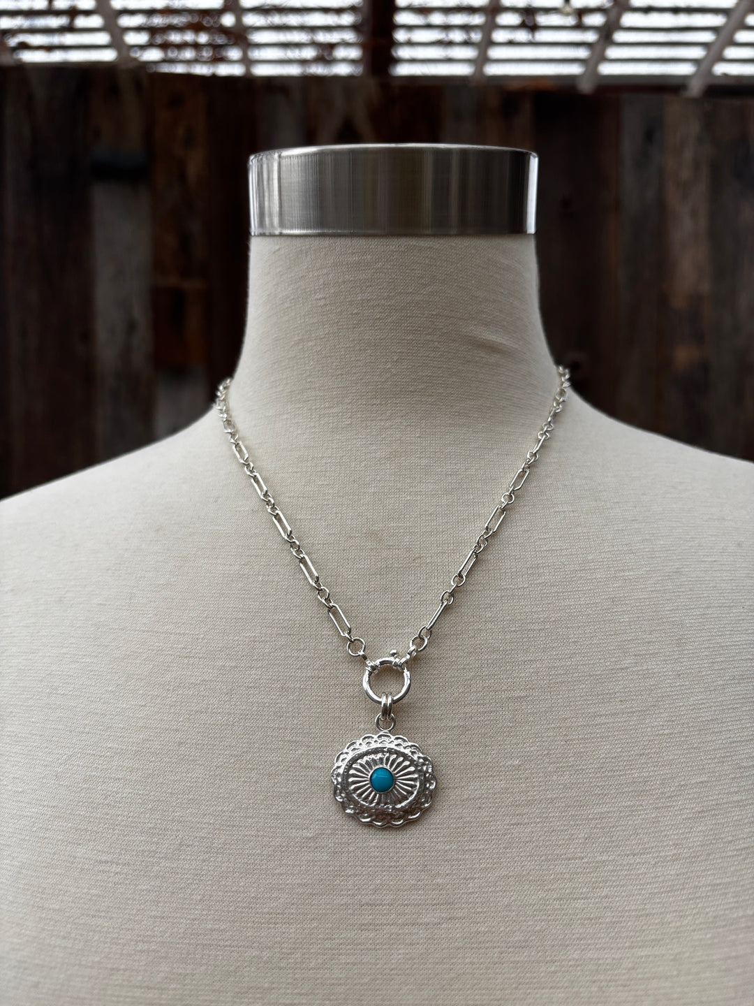 Ashton Jewelry Beaded Turq Concho Necklace Small