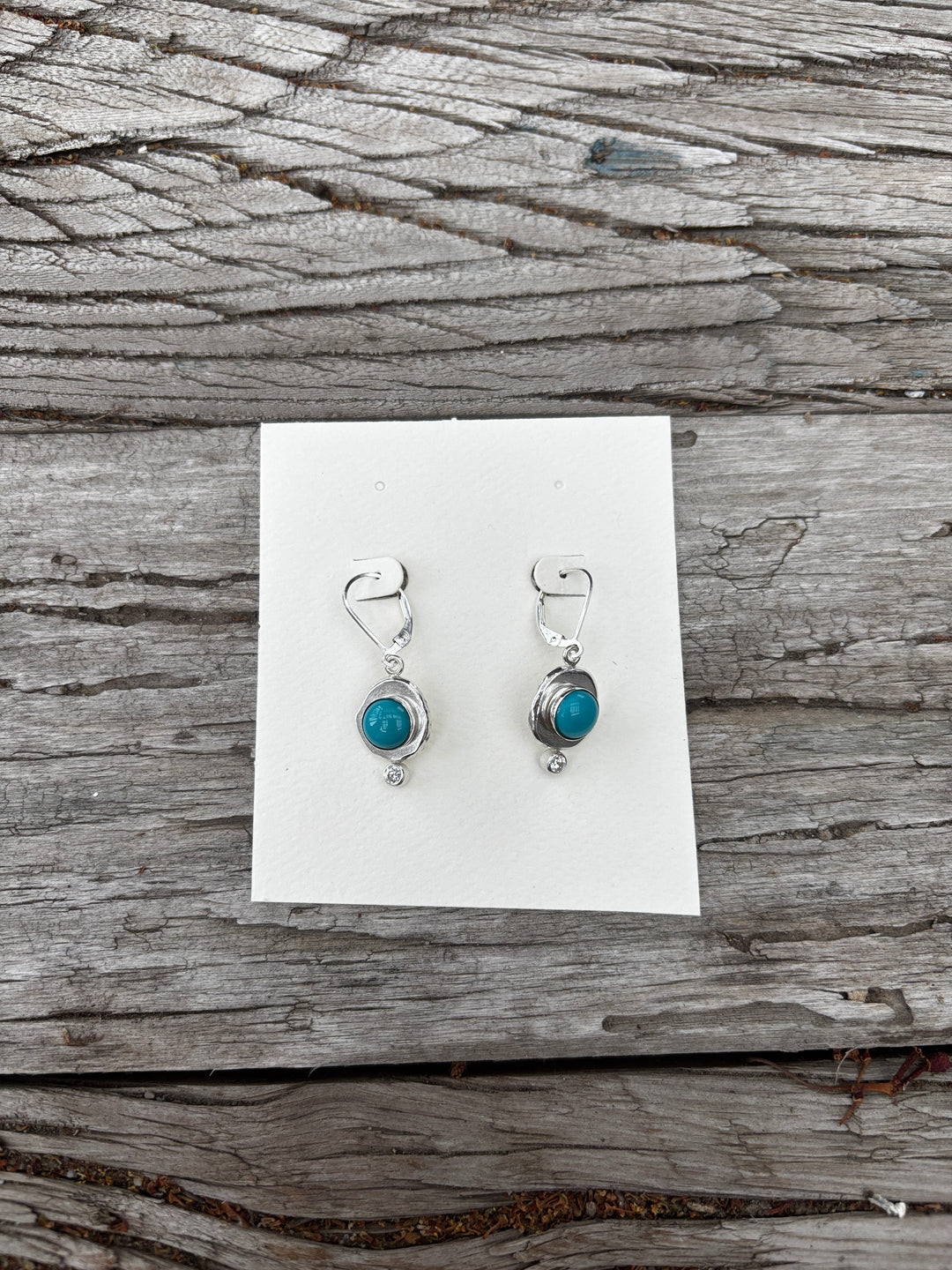 Ashton Jewelry Freeform Turq. & Diamond Circle Earrings