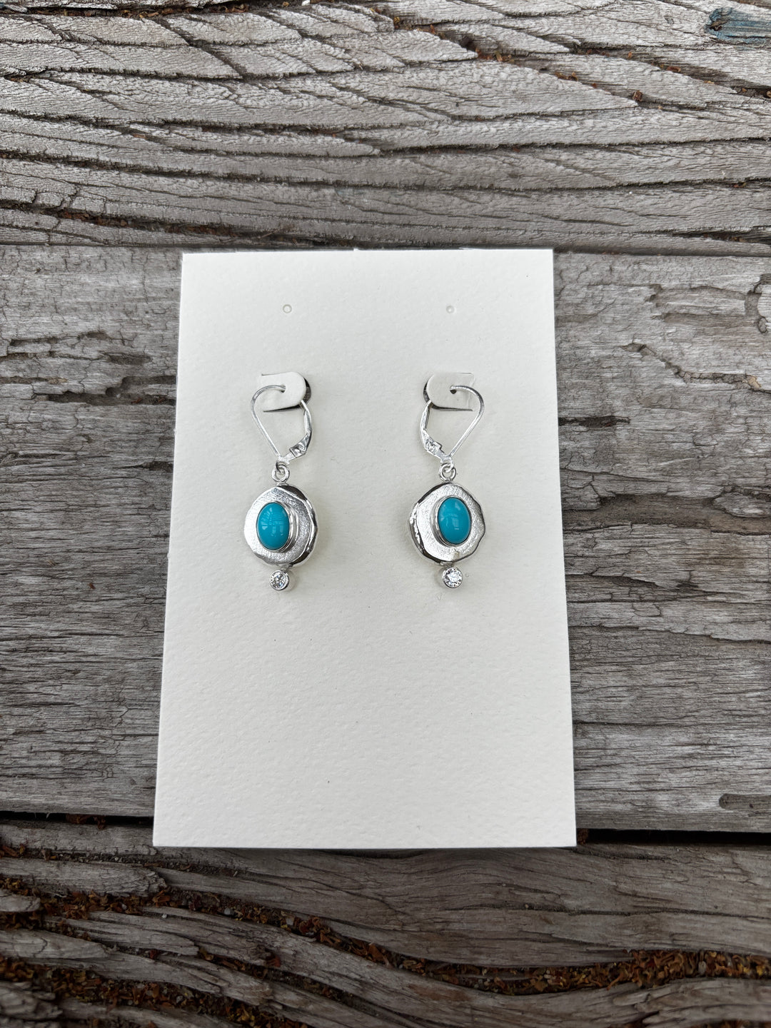 Ashton Jewelry Freeform Turq. & Diamond Earrings Oval