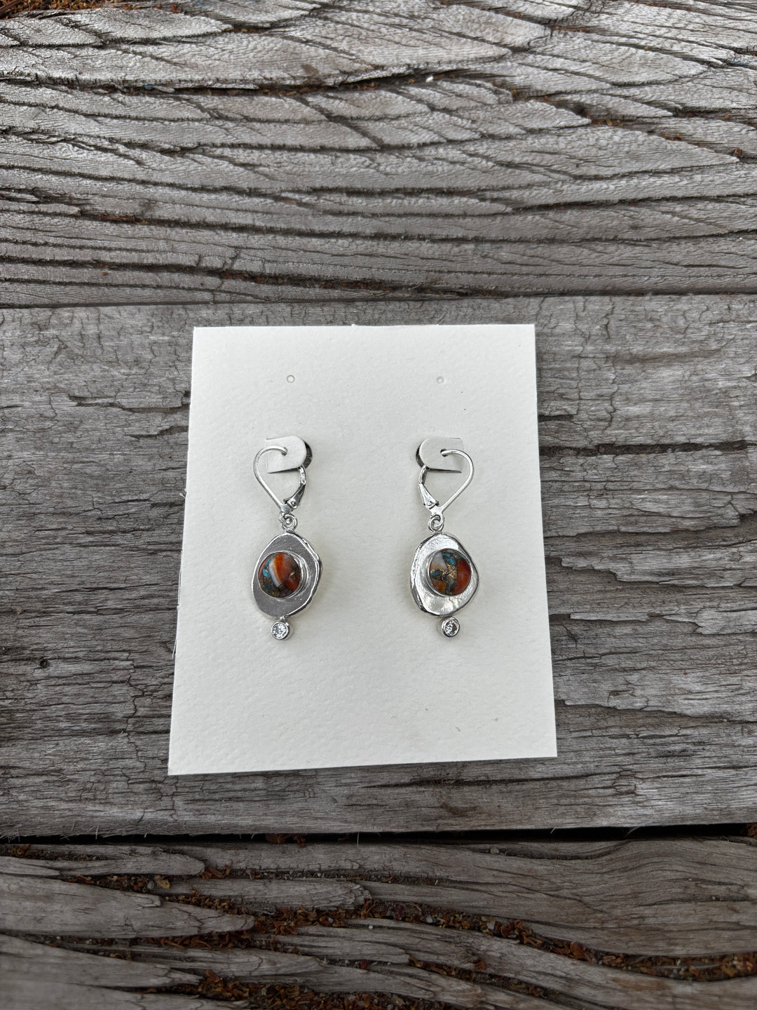 Ashton Jewelry Spiny Copper Turq. & Diam. Earrings