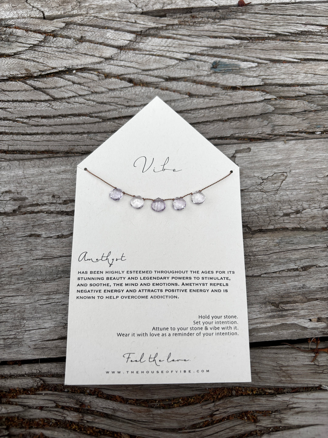 Vibe Amethyst 5 Stones Necklace