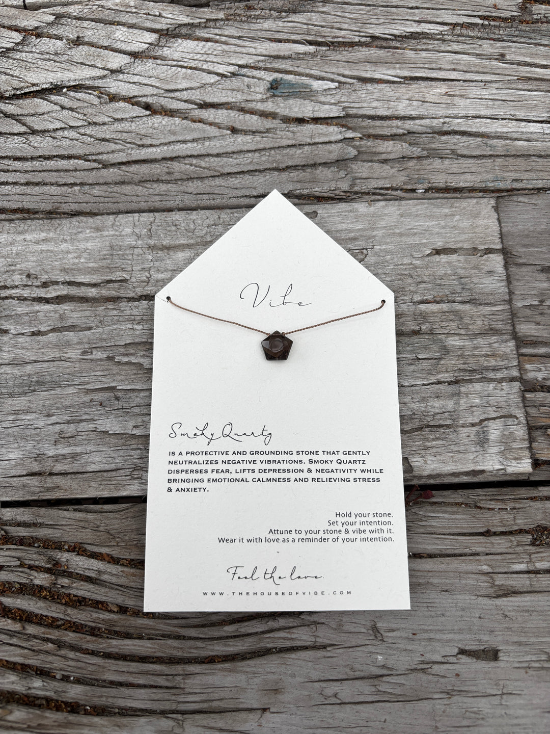 Vibe Smokey Quartz Fractal Drop Necklace