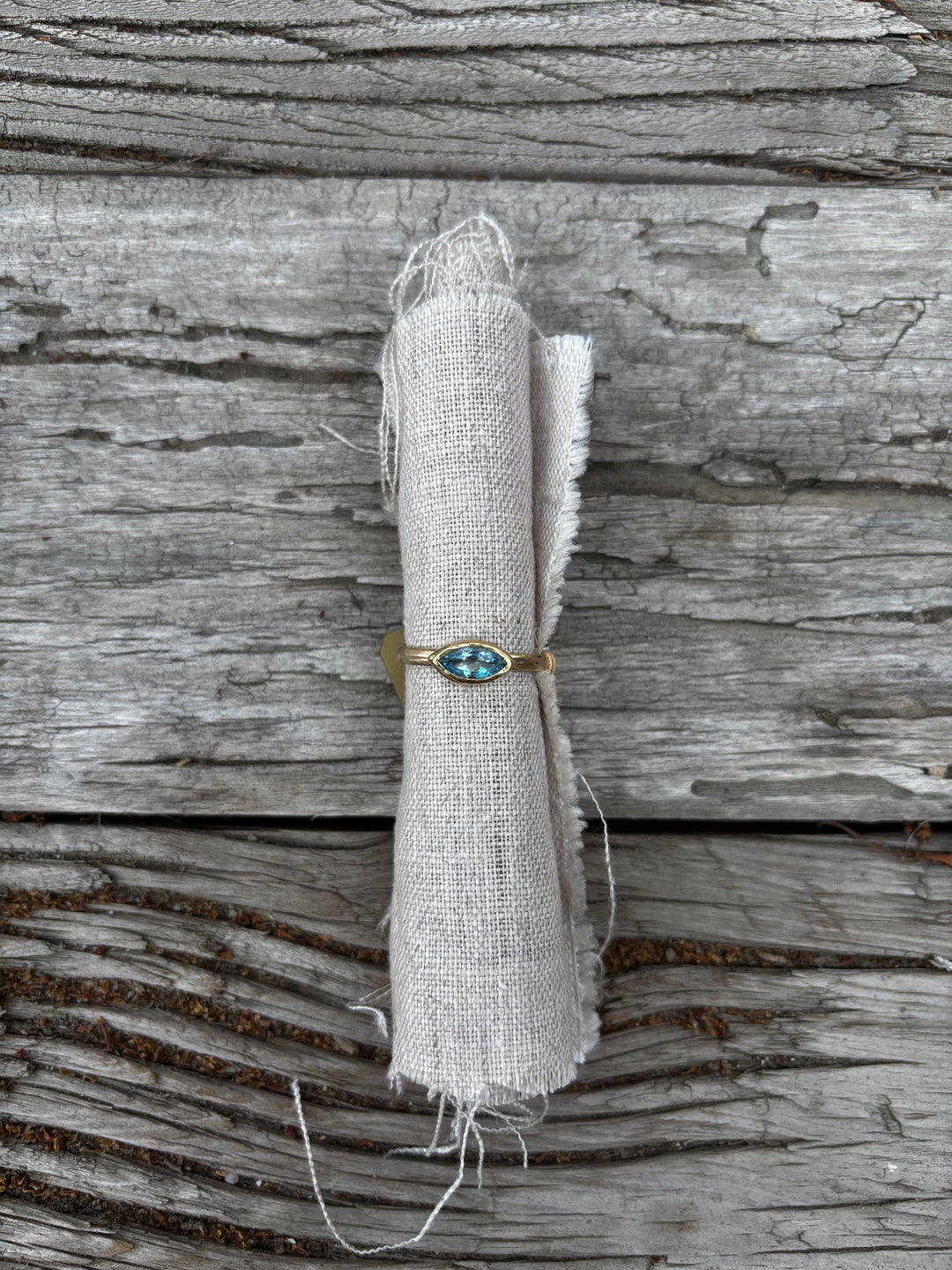 Robin M Aquamarine Marquis 18k w/ 14k Band Ring sz 9
