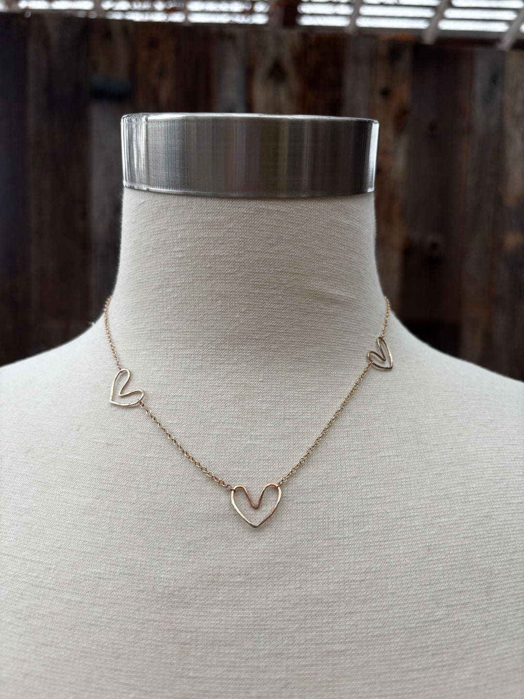 Elizabeth Nicole 3 GF Hearts/Chain N200 16"