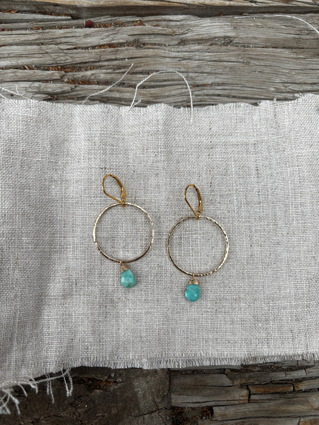 Sabina Gemstone Hoop Earrings Turquoise/GF