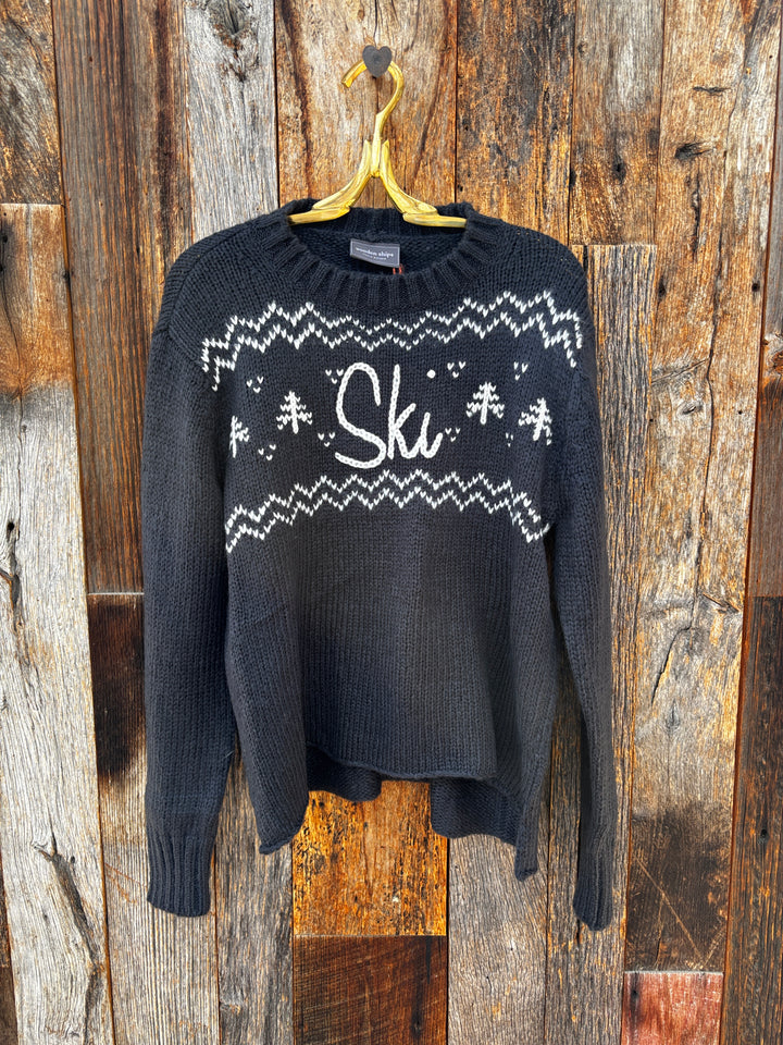 Wooden Ships Retro Ski Crew Chunky Inky Night/Pure Snow