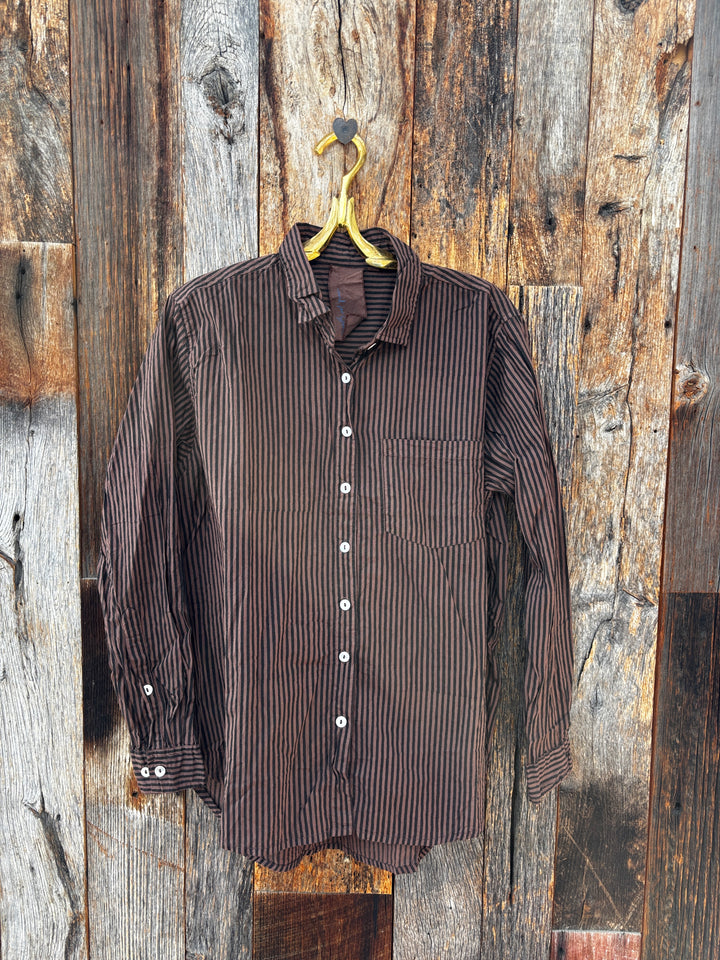 ...And For Good Menswear Stripe Chocolate Overdye