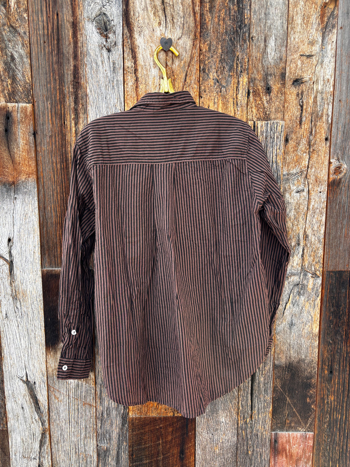 ...And For Good Menswear Stripe Chocolate Overdye
