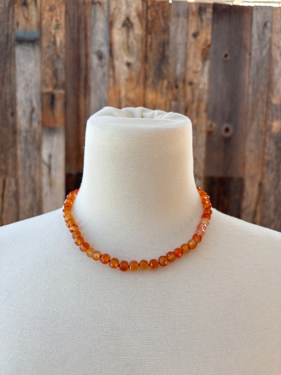 Radiant Malas Knotted Gemstone Carnelian 17"