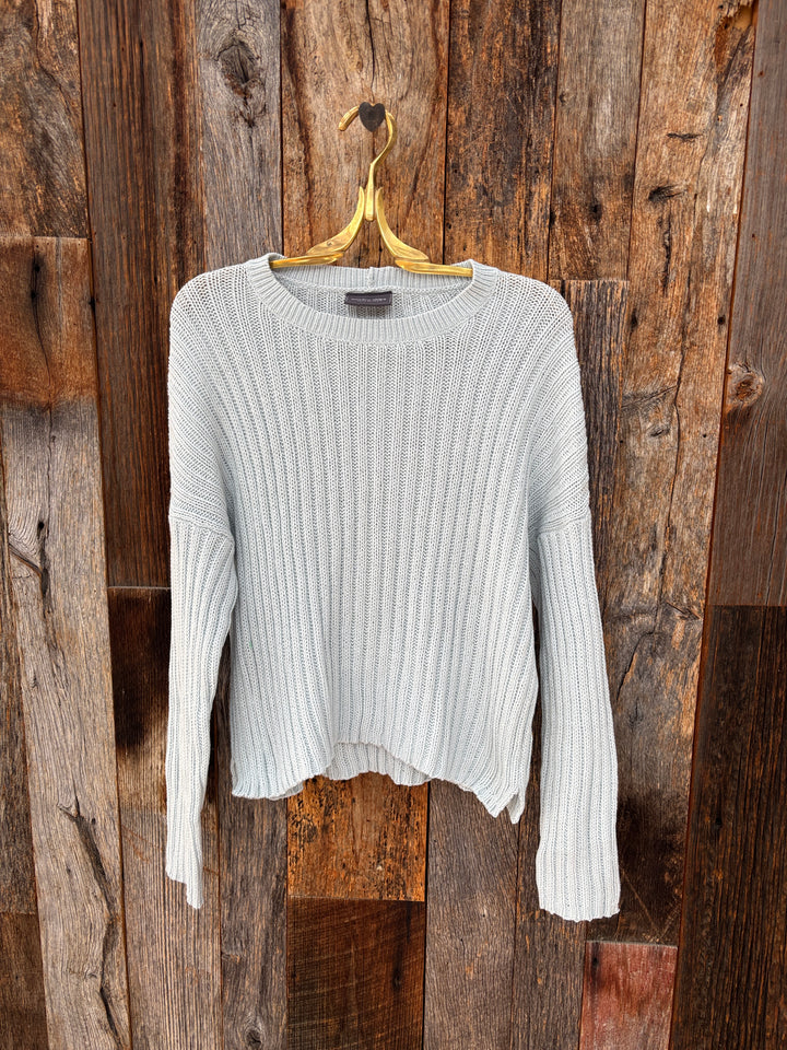 Wooden Ships Arden Cropped Crew Cotton Ventana Blue