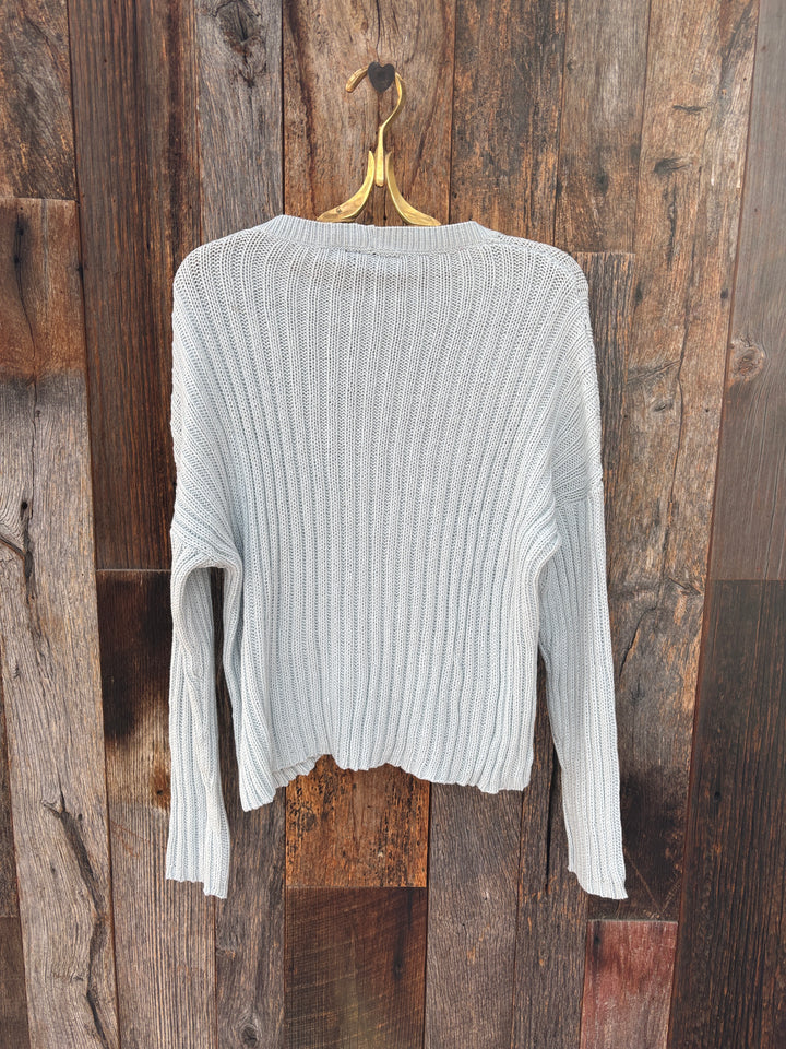 Wooden Ships Arden Cropped Crew Cotton Ventana Blue