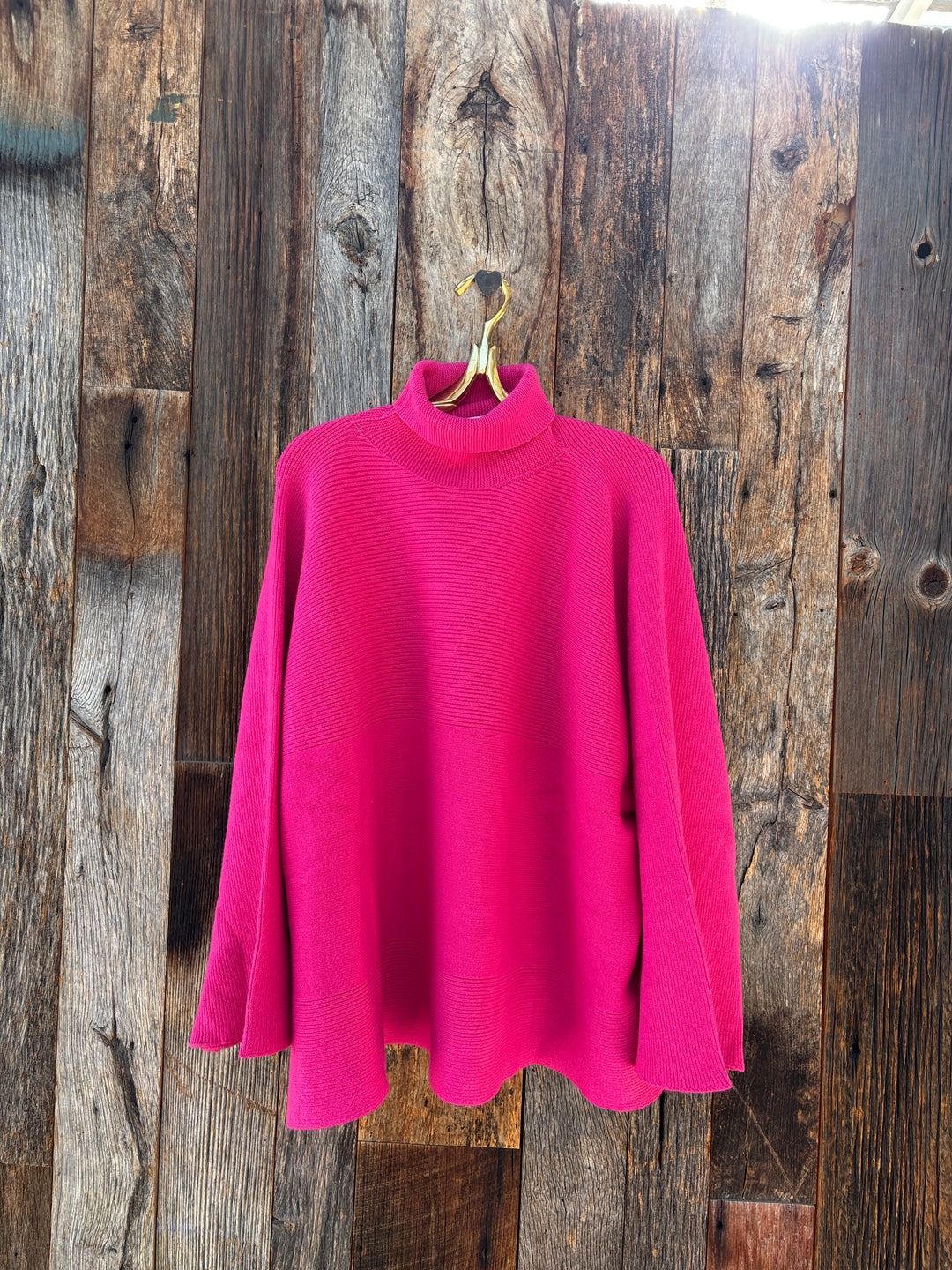 Milio Milano Wide Sleeve Turtleneck Sweater Fuchsia