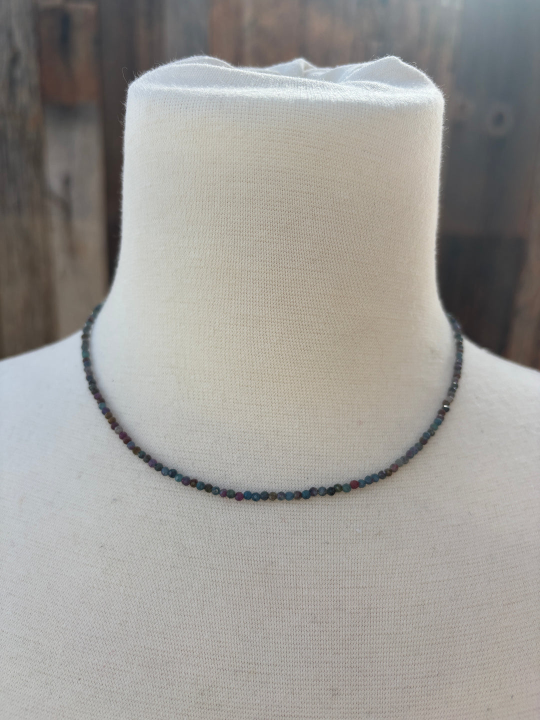 Radiant Malas Ruby Kyanite Fuschite Tiny Intention Necklace 16"