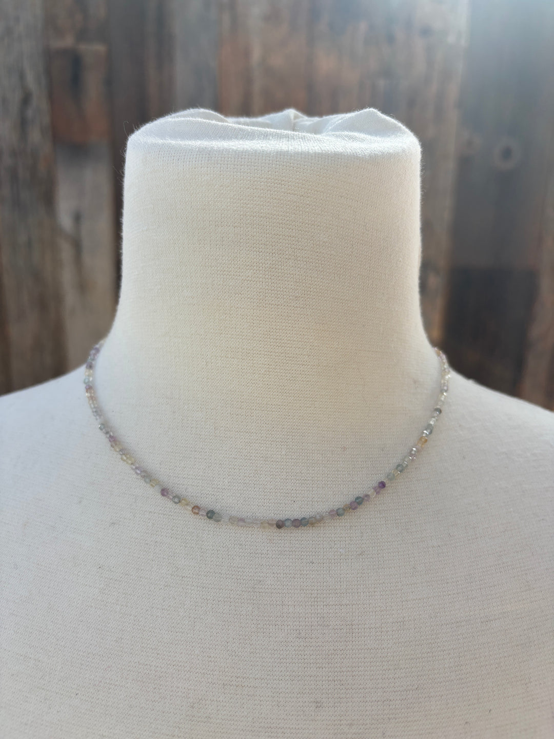 Radiant Malas Rainbow Fluorite Tiny Intention Necklace  16"