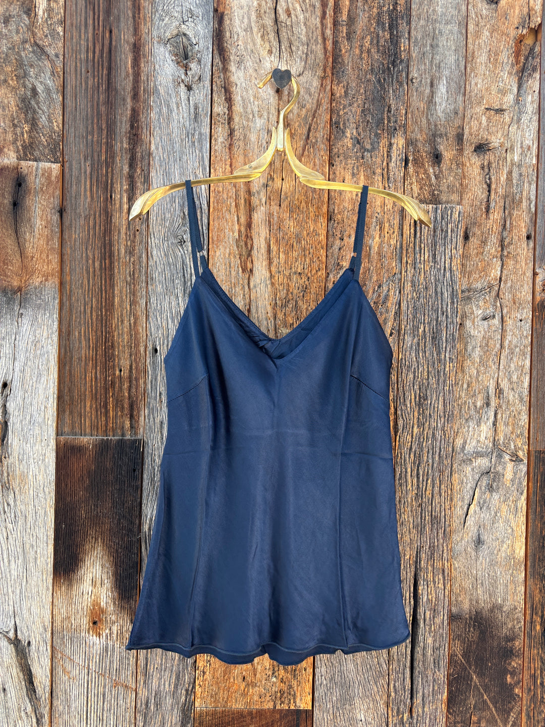 Milio Milano Adjustable Strap Silky Tank Top Navy Blue