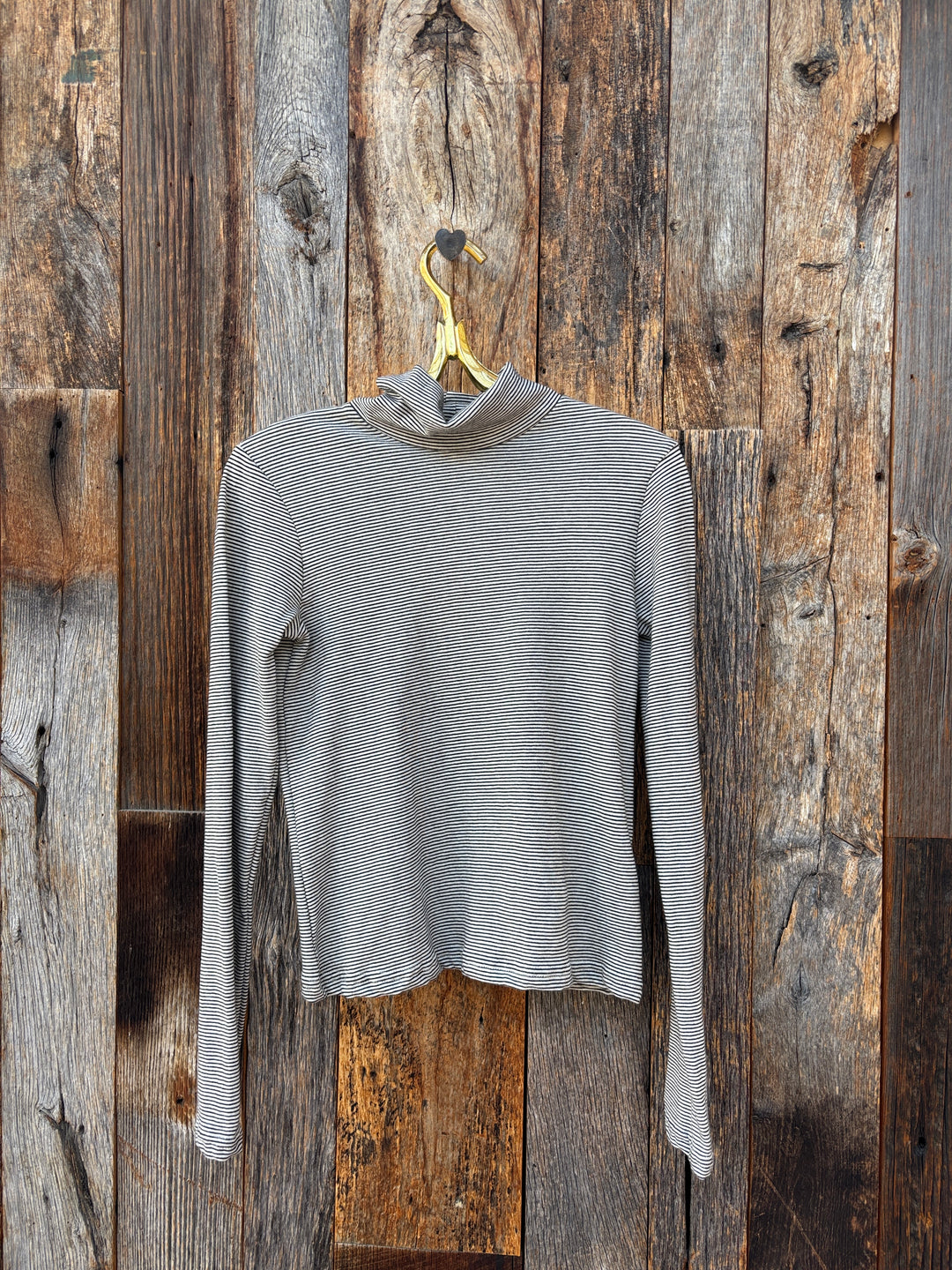 Perfect White Tee Cindy Stripe Jersey Turtleneck Ivory/Black