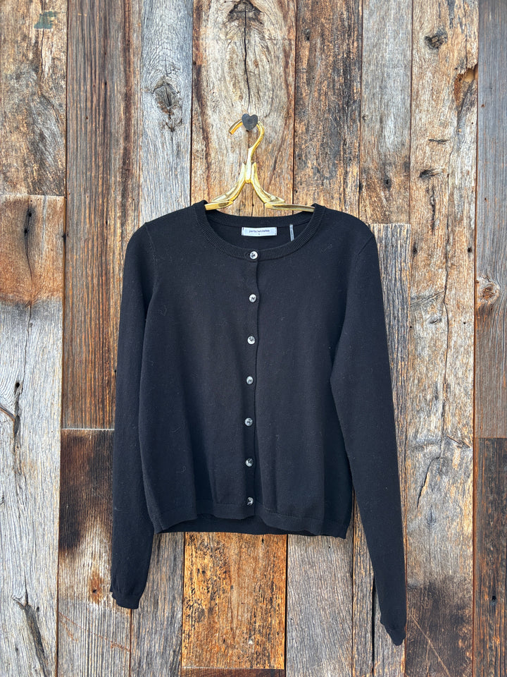 Perfect White Tee Moira Cotton Cashmere Cardigan Black