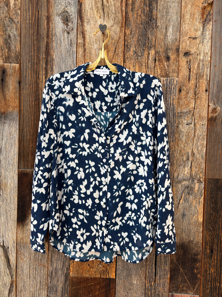 Bella Dahl Classic Button Down- Indigo Bloom Print