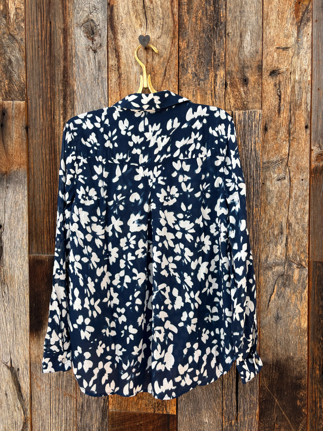 Bella Dahl Classic Button Down- Indigo Bloom Print