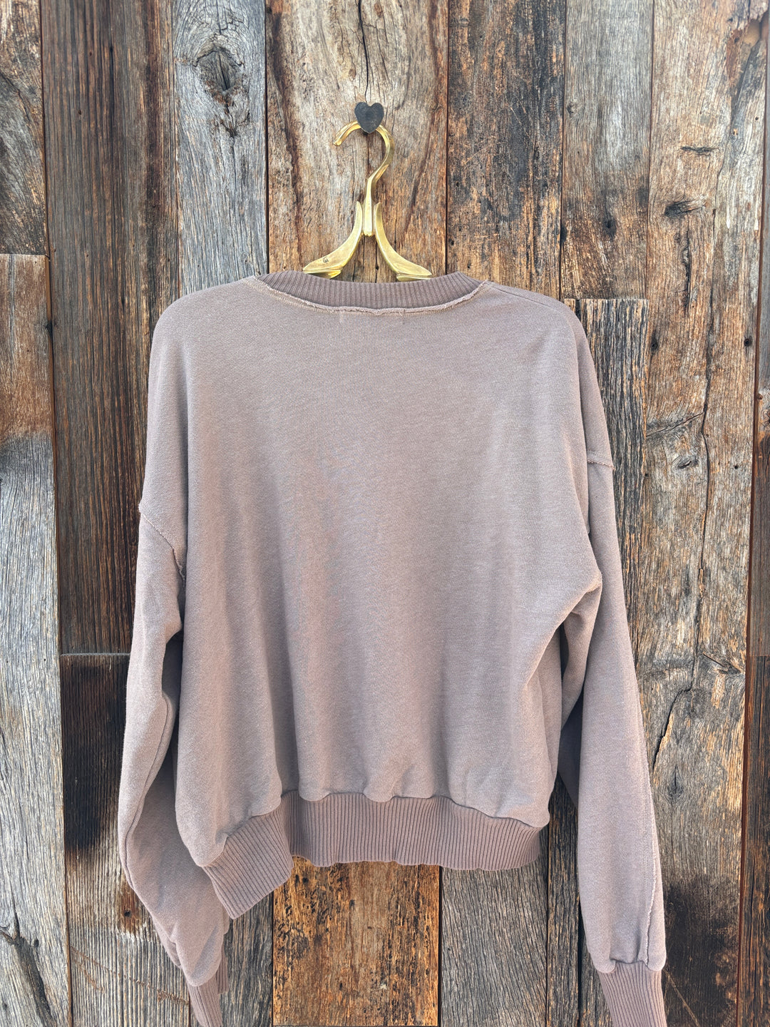 Project Social T Heathered Stitch Crew Neck Sweatshirt Deep Taupe