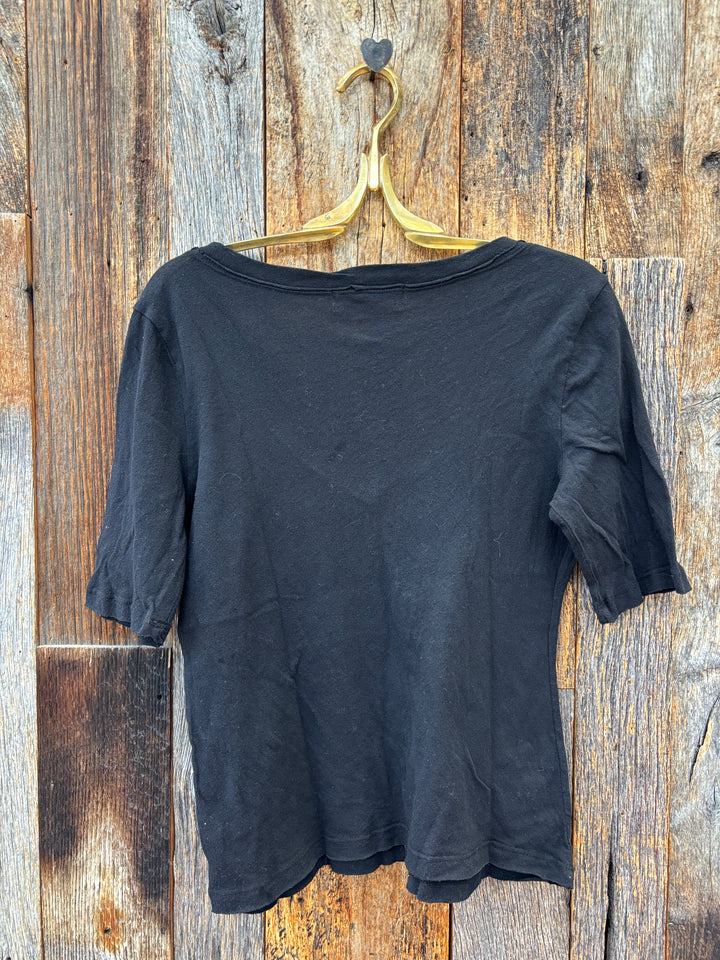 Project Social T Jude V-Neck Elbow Sleeve Tee Black