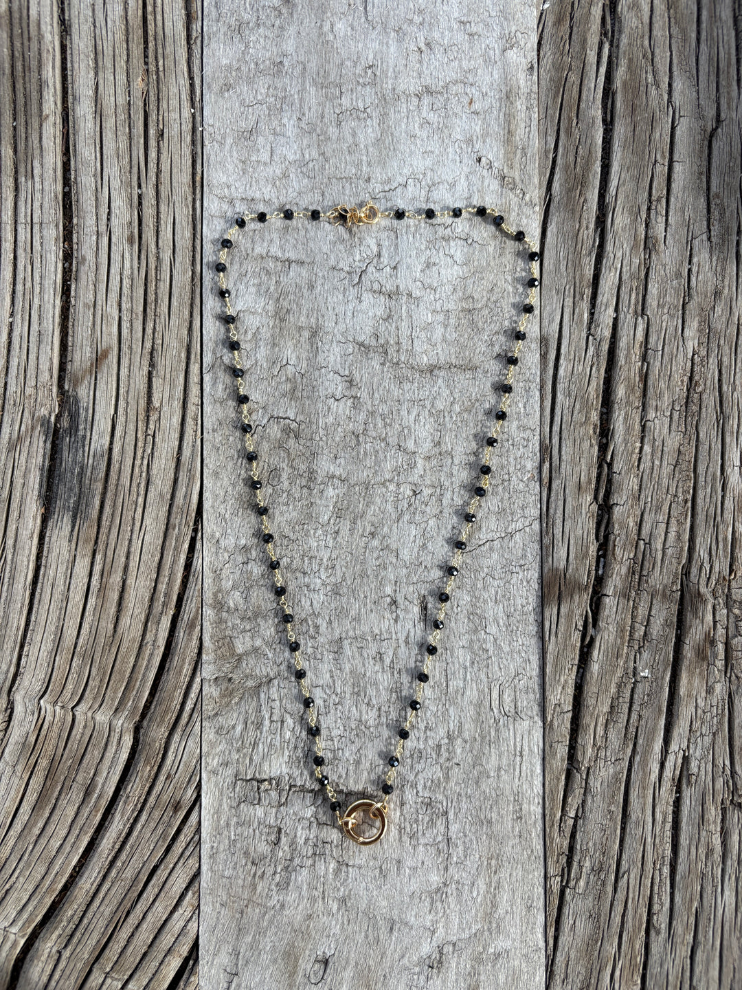 Shá Parlé Wire Wrap Gemstone Charm Holder Necklace - Black
