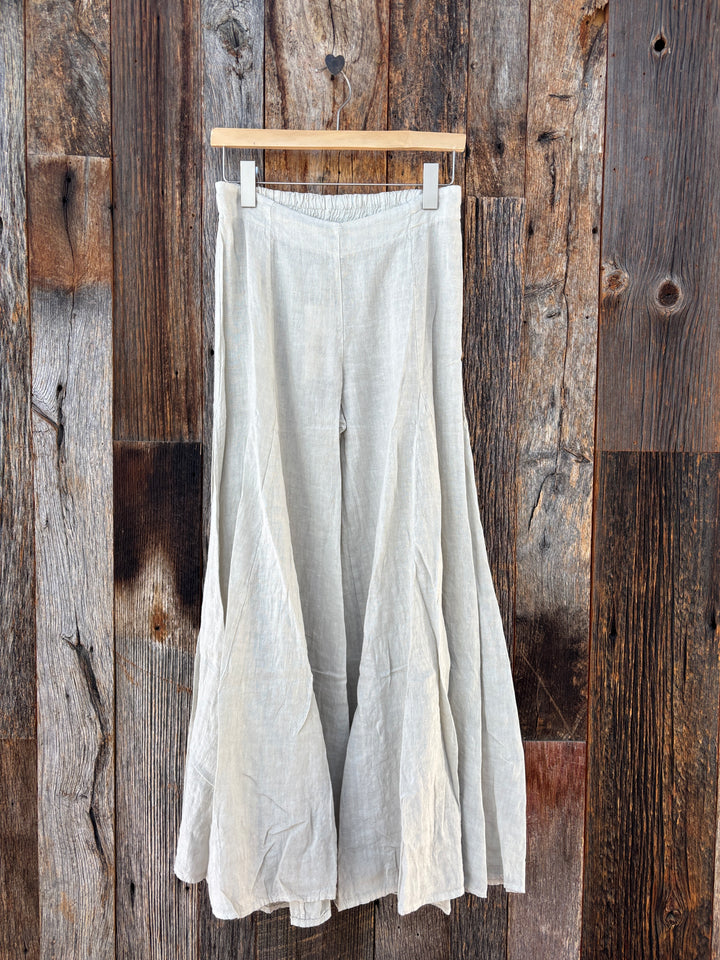 Milio Milano Linen Wide Leg Plazzo Pants Beige