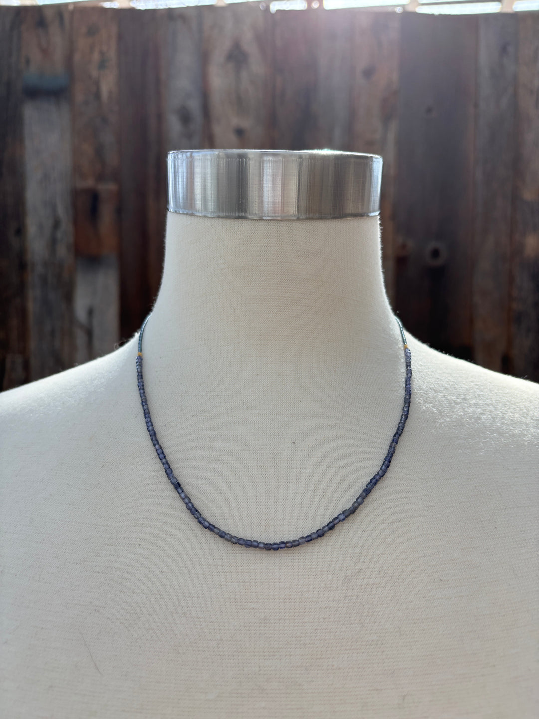 Debbie Fisher Grey Seed & Iolite Beads GF Clasp Necklace