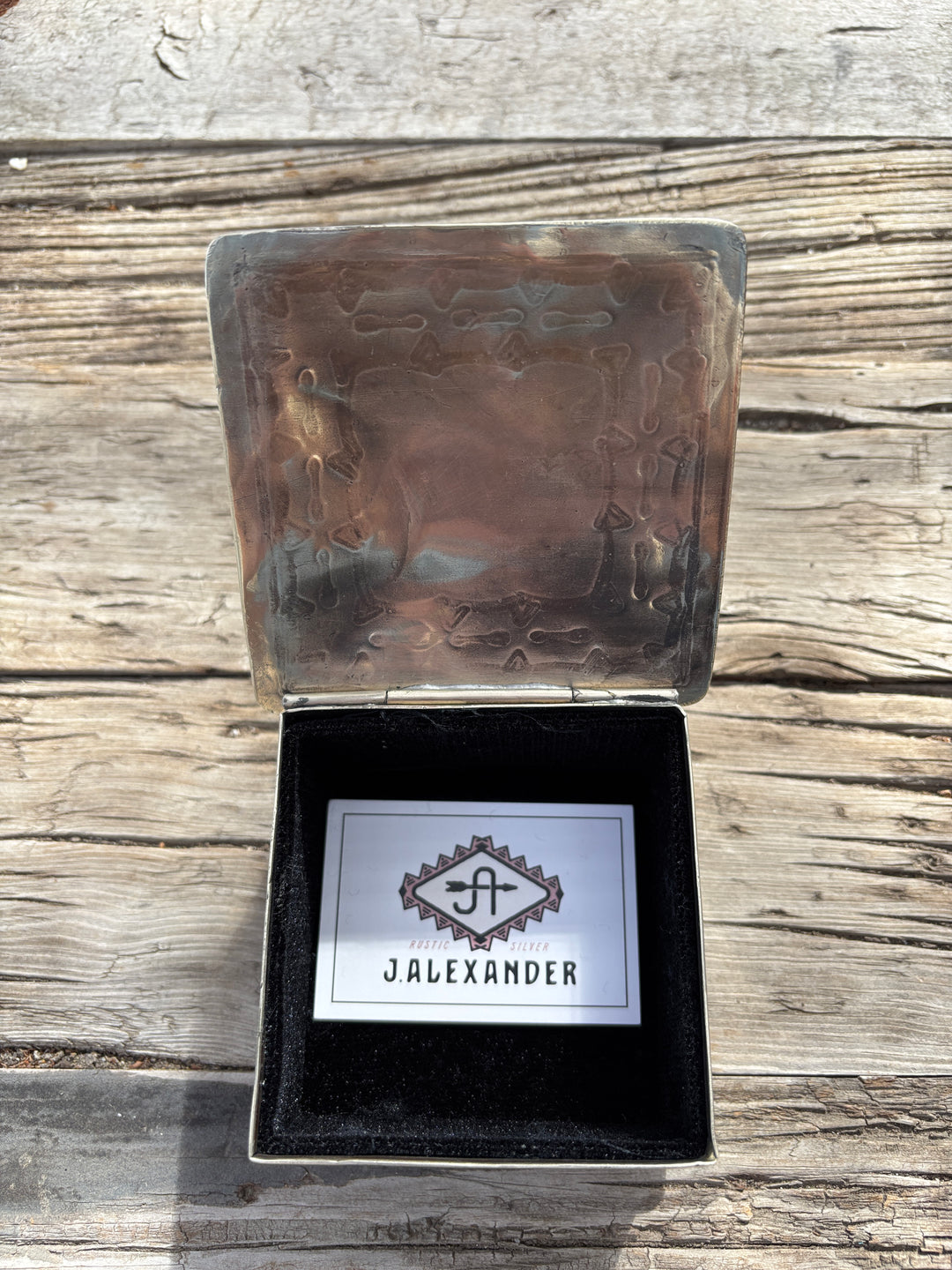 J. Alexander Stamped Square Box w/ Turquoise Heart
