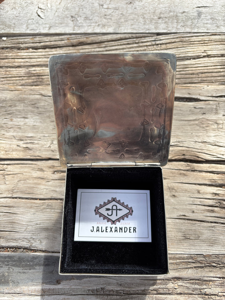 J. Alexander Stamped Square Box w/ Turquoise Heart
